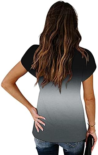 Ženska labava bluza opuštena bluza kratki rukav V izrez pamučna grafička bluza za dame jesen ljeto RU RU