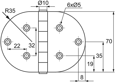 Umaxo okrugli šarki Čvrsti nehrđajući čelik 98 x 70 x 2 mm uključuje vijke šarke za vrata za vlažna vrata