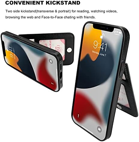 Kihuwey kompatibilan sa iPhone 13 Pro futrolom sa držačem kreditne kartice, Premium kožnom magnetnom kopčom