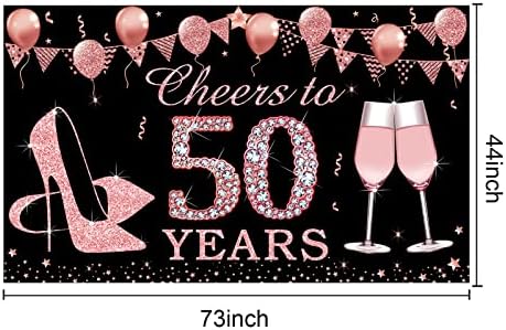 Kauayurk 50. rođendanski ukrasi nazdravi do 50 godina baner, rose zlato 50-godišnja rođendan Backdrop Syply