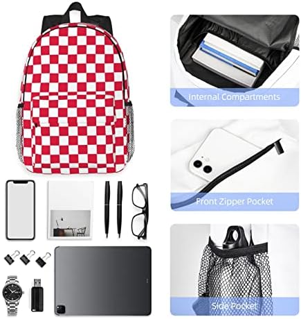 FFEXS crveni bijeli ruksak, lagani vodootporni 15 inča, ergonomske remene na rame, laptop