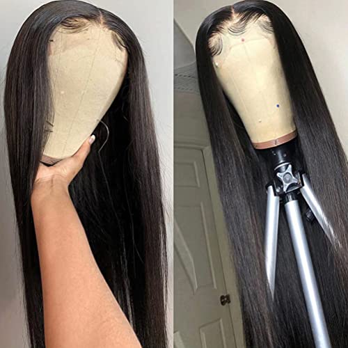 KALASHOW ravne T dio čipkaste prednje perike ljudska kosa brazilske 4x1 ravne čipkaste perike za ljudsku kosu za crne žene prethodno iščupane dječjom kosom prirodna crna