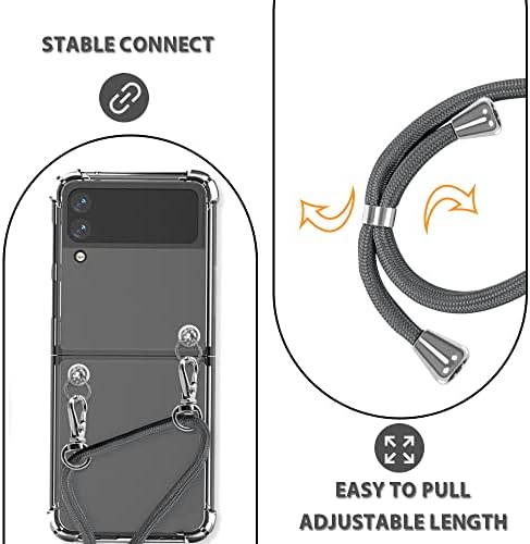 YESPURE dizajniran za Galaxy Z Flip 3 Clear Case sa podesivim remenom za traku,mekom prozirnom TPU futrolom