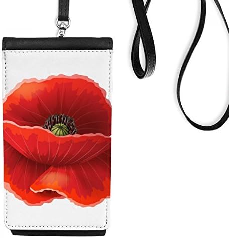 Crvena cvjetna slika Kukuruzni umjetnički telefon novčanik torbica viseći mobilni torbica Crni džep