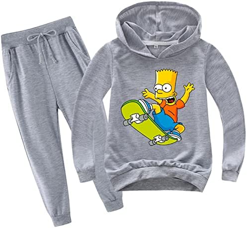 GTWAZ Boys Girls The Simpsons pulover Dukseri s kapuljačom i jogging hlače set-casual trenerke 2 komada