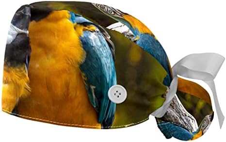 Papagaji ptice vole par radna kapa sa pamučnim duksevima Podesiva poklopac glave Bouffant kapa za žene muškarci