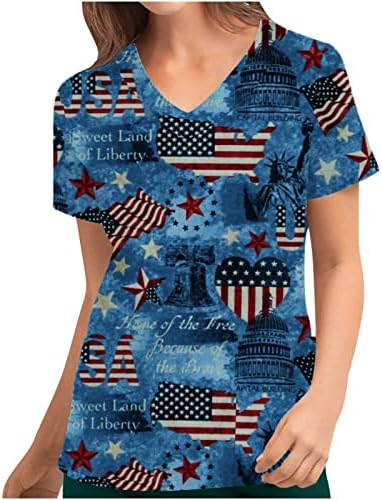 Ženski grafički kancelarijski piling uniforma Top T Shirt za dame jesen ljeto sa džepovima UH UH