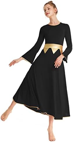 HIHCBF Zlatna metalik pohvale plesne haljine odrasli liturgijski bogoslužni kostim dugi rukav bi boja lirski pohvala