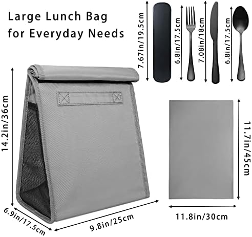 ZOHOJOV torba za ručak za višekratnu upotrebu sa dodatnim džepovima za odlaganje, posuđem i salvetom koja