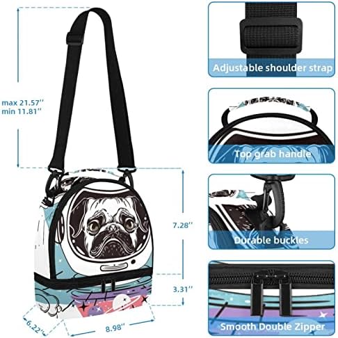 Cartoon Space pas Mops Astronaut izolovana lako Zip Lock ponovo Zapečatljiva torba za ručak za Bento kutije