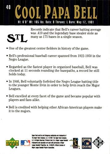 2001. Gornja palubna dvorana porodica # 40 James 'Cool Papa' Bell Baseball Card