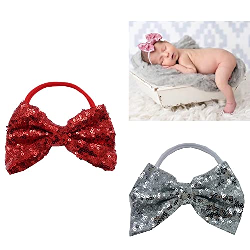 Baby Girls Red Bowknot trake za glavu za kosu, elastični sjajni šljokičasti Dodaci za kosu za novorođenčad