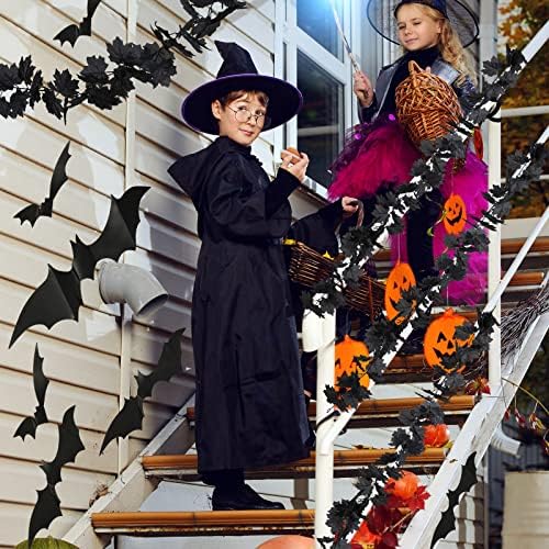 Crni Halloween Garland Fall javorov list viseći vijenac i 60 kom. 3D ukrasni pamti zidne naljepnice Umjetno