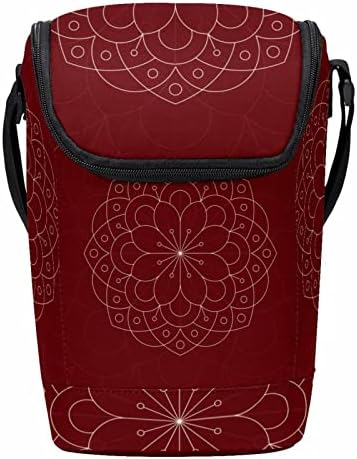 Hohodiy Geometric Floral Red Lunch Bag Zipper Lunch Box For Men Women, Portable Lunch Storage Bags