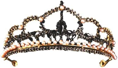 Crna kruna Tiara-Vintage gotic Crna antička kruna tijara traka za glavu sa tamnim kristalima Rhinestone i starinskim dodacima za kosu
