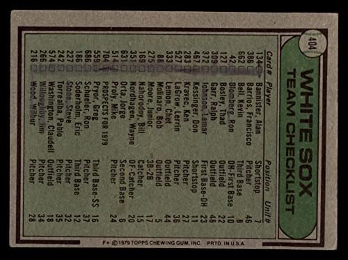 1979 FAPPS 404 White Sox timski popis Don KESSINGER CHICAGO White Sox Lood White Sox