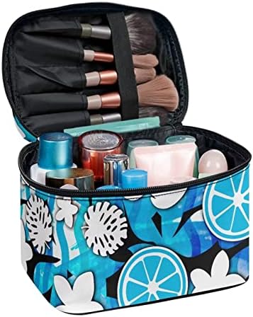 Coeqine Plavi limunski uzorak Velike kozmetičke torbe, kućište za šminke sa zatvaračem za torbicu za žene