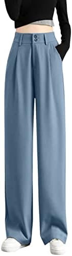 Grge Beuu Ženske široke pantalone za noge visoke elastične stručne ležerne poslovne pantalone za poslovne ravne pantalone sa džepom