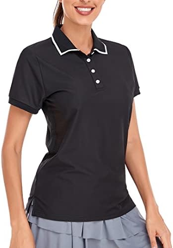 JUSFITSU ženske polo majice kratki rukav za golf kratki rukav 4-dugme Sport Active Tops Strane šuplje vježbanje