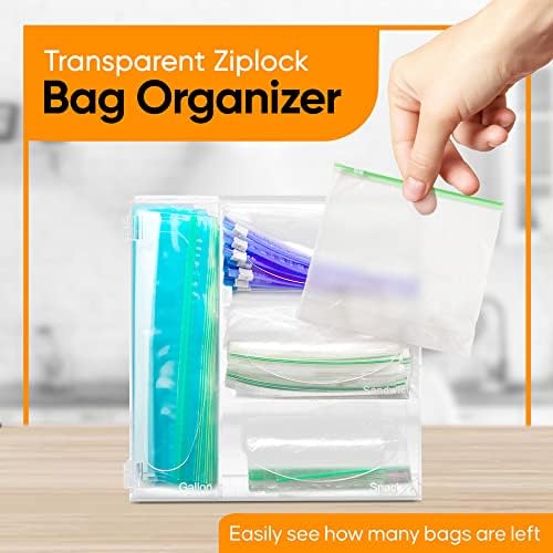 Mrub Clear Storage bag Organizer-ziplock Bag Organizer za Snack, Quart, galon & kese za sendviče, Organizator