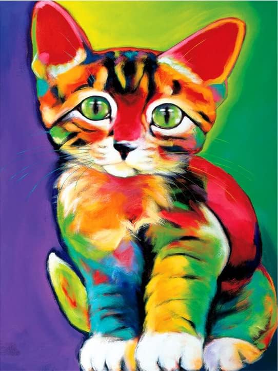 Nivvey Diamond Painting Art Kits Colorful Cat - 5D životinjski dijamantski setovi za obnarenje za odrasle