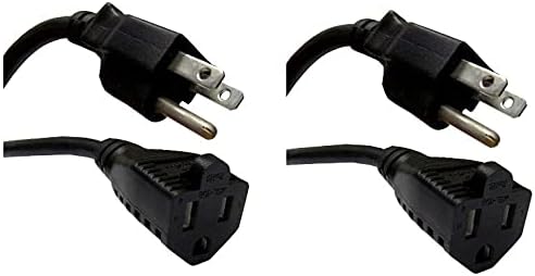 2-pakovanje 3 ft crna ETL navedena u zatvorenom klimu naizmeničnu struju električni električni kabel produžni
