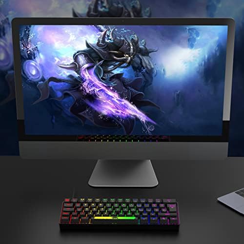 Portable 60% Mechanical Gaming Keyboard 20 RGB Chroma Backlit Glowing Characters Type C Wired 62 Keys Game