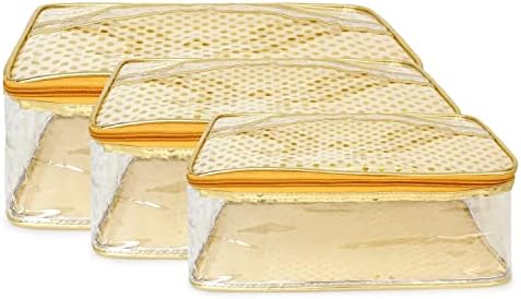 Čežnja za kupovanjem žena Zlatni neto dizajn prozirna tračna torbica za šminku toaletna torba, kozmetička torbica