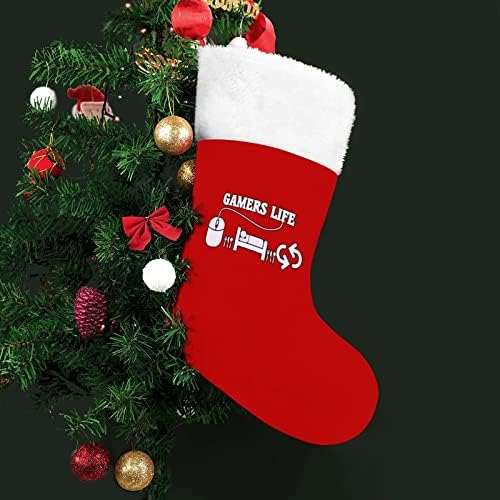 Igrači Životne božićne čarape Crveni baršunasti sa bijelom torbom za bombone Xmas ukrasi i pribor za porodičnu