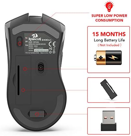 Redragon M652 optički 2.4 G bežični miš sa USB prijemnikom, prenosivi Gaming & kancelarijski miševi, 5 podesivi