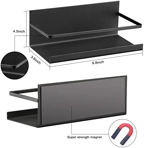 Siasky 2pcs magnetski stalak za začinu, magnetska polica za hladnjak magnetska frižider polica sa 4 uklonjive kuke za štednju kuhinjskog prostora