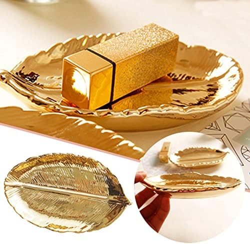 Mali zlatni list Keramički ukrasni zlatni sitni krug posuđa Zlatni list nakit posude jela za posudu Vanity Tray Coyote statua