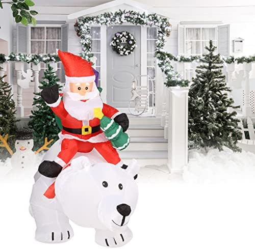 Asixxsix Santa Claus Dekoracija, LED svjetlosni Božić na naduvavajuću igračku Santa klauzulu jašući medvjedu