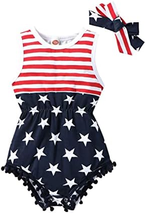 Luzozezo Toddler Baby Girl American Flag Tassel Ramper sa trakom za glavu