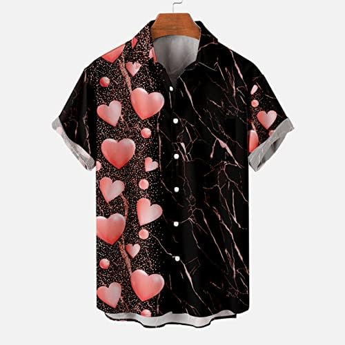 Muška košulja za Valentines Love majica kratki rukav dressy vrhovi gumb za odmor za žene Ležerne prilike