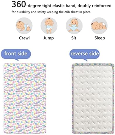 The Whale Tematsed Mini Crib listovi, prenosivi mini listovi krevetića meki i prozračni krevet za bebe-bebe