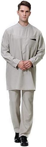 Muški ležerni muslimanski ogrtač Sjetovi ljetne komični majice sa čvrstim stand up dugim rukavima i pantalone