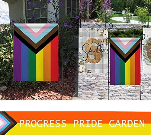 Progress Pride Rainbow Garden Flags - Inclusive Progress Yard Mala zastava 12,5x18 inča za LGBTQ lezbijke