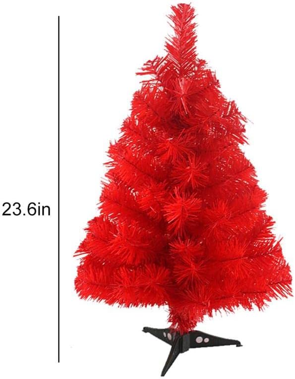 60cm Mini umjetni crveni Xams božićno drvce sa plastičnom držačem za držač za bazu Božić kućne zabave