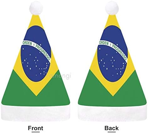 Božić Santa šešir, Brazil Zastava Božić Holiday šešir za odrasle, Unisex Comfort Božić kape za Novu godinu