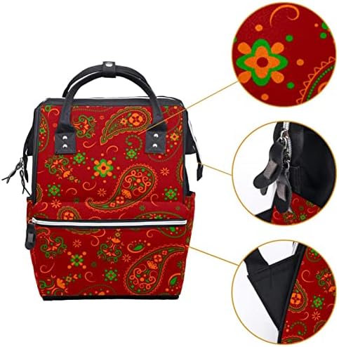 Guerotkr putni ruksak, vrećica za peleni, ruksak pelene, crvena zelena narandžasta paisley