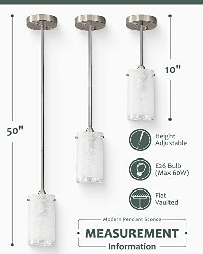 Eietonte 1-Light Mini viseća Rasvjetna tijela, moderno viseće stropno svjetlo za luster sa bijelom mat sjenilom,