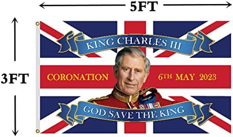 Snatelows Charles III Union Jack Coronation 2023 Zastava 3x5ft, živopisna boja, izdržljive poliesterne zastave