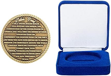 Sjedinjene Države mornar mornarica Creed Challenge Coin i Blue baršun prikaz