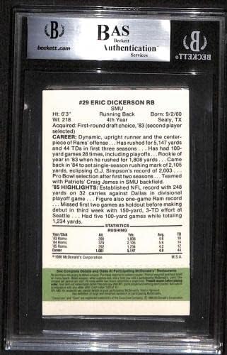 29 Eric Dickerson - 1986 McDonalds Rams Green Tab Fudbalski kartoni Opcije BGS Auto - autogramirani fudbali