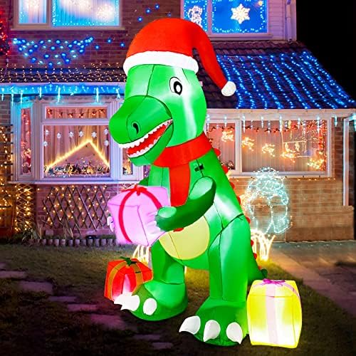 Našeg božićnog ukrasa za naduvavanje 6ft Slatki dinosaur dajte poklone, pušite božićni dinosauru na napuhavanje