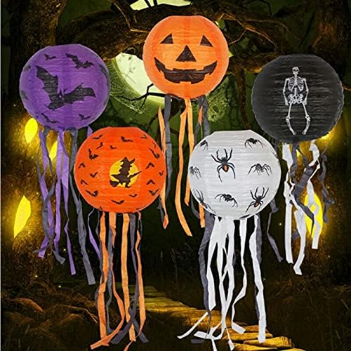 Bmaller Halloween Dekoracija Lanter Creative LED papir Lanter Lanter Lower Spider bundeve Smiley uzorak