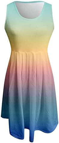 Miashui ljetna haljina sa dugim rukavima za žene Žene ljetna Ležerna okrugla vrata Tank Top Casual atletska