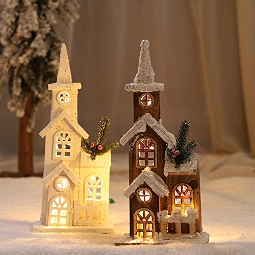YHQSYKS Božić LED svjetlo drvena kuća svjetlosni kabina Sretan Božić dekoracije za dom DIY Božić stablo