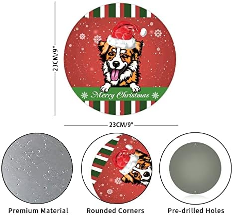 Okrugli metalni limenki znak Prilagođeni naziv psa Sretan božićni božićni vijenac Potpisuje metalnu umjetnost